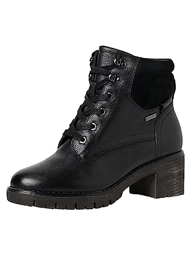 Tamaris COMFORT Damen Stiefeletten mit Absatz aus Leder mit Schnürsenkeln und Reißverschluss Comfort Fit, Schwarz (Black), 40 EU von Tamaris