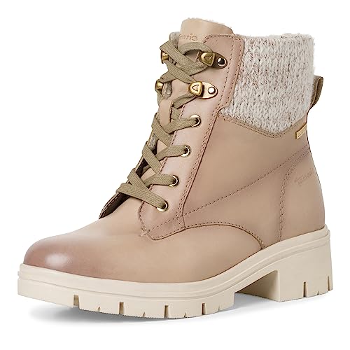 Tamaris COMFORT Damen Stiefeletten zum Schnüren Warm Gefüttert Kleiner Absatz Comfort Fit, Beige (Ivory), 40 EU von Tamaris