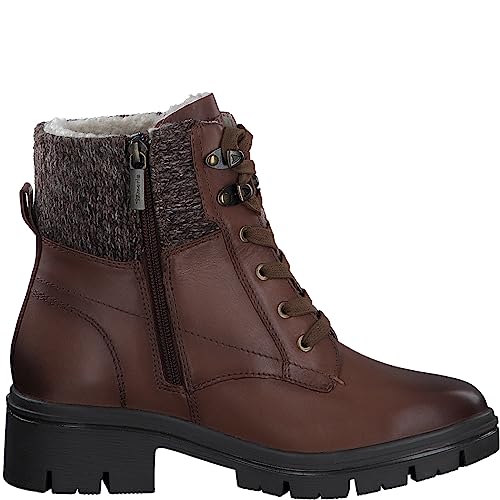 Tamaris COMFORT Damen Stiefeletten zum Schnüren Warm Gefüttert Kleiner Absatz Comfort Fit, Braun (Chestnut), 39 EU von Tamaris