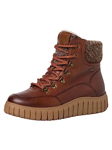 Tamaris COMFORT Damen Stiefeletten zum Schnüren Warm Gefüttert Plateau Comfort Fit, Braun (Cognac), 37 EU von Tamaris