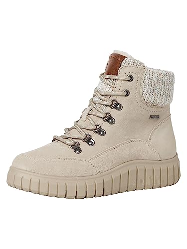 Tamaris COMFORT Damen Stiefeletten zum Schnüren Warm Gefüttert Plateau Comfort Fit, Beige (Beige Suede), 38 EU von Tamaris