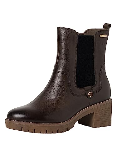 Tamaris COMFORT Damen Chelsea Boots aus Leder mit Absatz Comfort Fit, Grün (Khaki), 40 EU von Tamaris