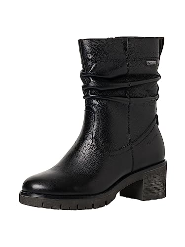 Tamaris COMFORT Damen Stiefeletten mit Absatz aus Leder Warm Gefüttert mit Reißverschluss Comfort Fit, Schwarz (Black Nappa), 39 EU von Tamaris