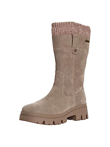 Tamaris COMFORT Damen Stiefel ohne Absatz mit Reißverschluss und Stoffbund Flach Comfort Fit, Braun (Taupe), 36 EU von Tamaris