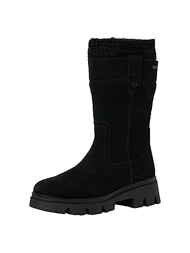 Tamaris COMFORT Damen Stiefel ohne Absatz mit Reißverschluss und Stoffbund Flach Comfort Fit, Schwarz (Black), 36 EU von Tamaris