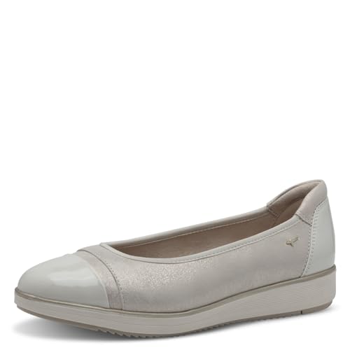 Tamaris Comfort Damen Ballerinas Runde Spitze Bequem, Mehrfarbig (Beige/Gold), 36 EU von Tamaris