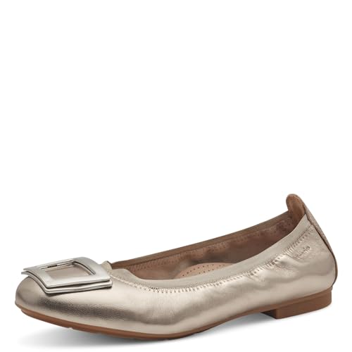 Tamaris COMFORT Damen Ballerinas aus Leder Runde Spitze, Gold (Gold), 39 EU von Tamaris