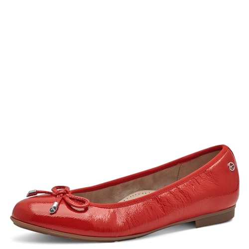 Tamaris Comfort Damen Ballerinas aus Leder mit Schleife, Rot (Red Patent), 39 EU von Tamaris