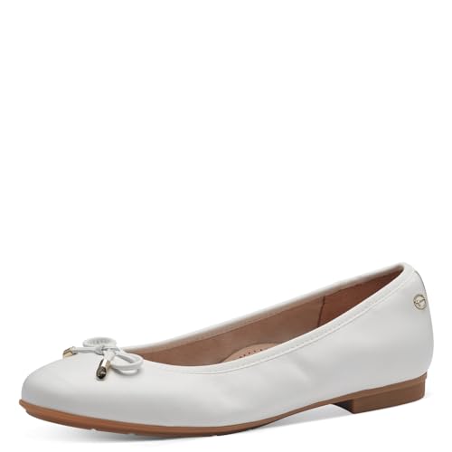 Tamaris COMFORT Damen Ballerinas aus Leder mit Schleife, Weiß (White), 37 EU von Tamaris