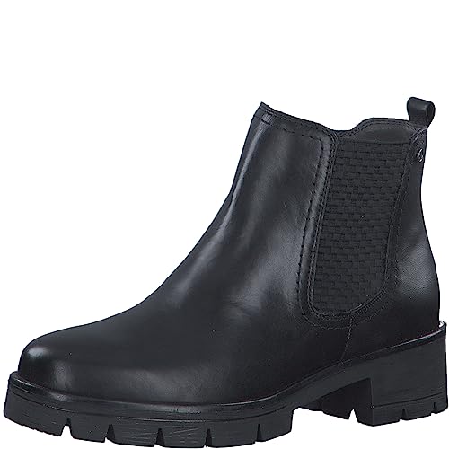 Tamaris COMFORT Damen Chelsea Boots aus Leder Ungefüttert, Schwarz (Schwarz), 41 EU von Tamaris