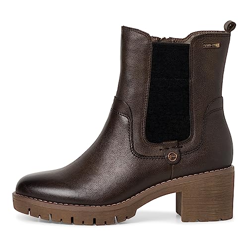 Tamaris COMFORT Damen Chelsea Boots aus Leder mit Absatz Comfort Fit, Grün (Khaki), 40 EU von Tamaris