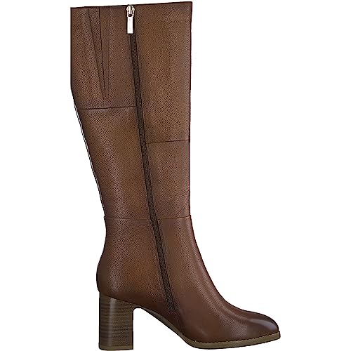 Tamaris COMFORT Damen Hohe Stiefel mit Absatz aus Leder Elegant Comfort Fit, Braun (Cognac), 37 EU von Tamaris