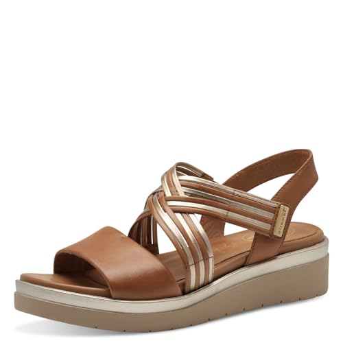 Tamaris COMFORT Damen Sandalen flach aus Leder mit Klettverschluss, Braun (Nut Glam), 45 EU von Tamaris