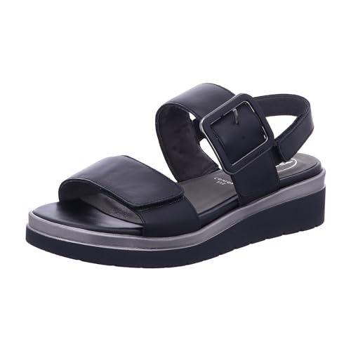 Tamaris Comfort Damen Sandalen flach aus Leder mit Schnalle, Schwarz (Black Comb), 38 EU von Tamaris