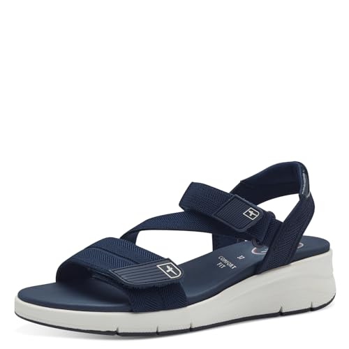 Tamaris COMFORT Damen Sandalen flach mit Klettverschluss Vegan, Blau (Navy), 38 EU von Tamaris