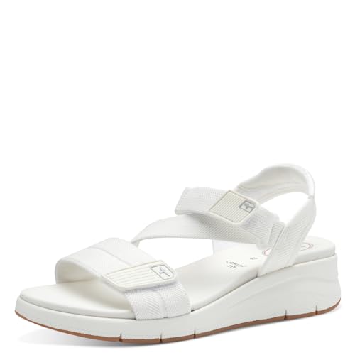 Tamaris COMFORT Damen Sandalen flach mit Klettverschluss Vegan, Weiß (Weiß), 41 EU von Tamaris