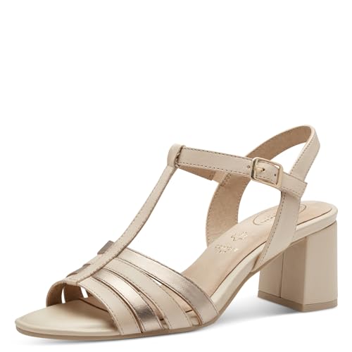 Tamaris COMFORT Damen Sandalen mit Absatz aus Leder mit verstellbarem Riemen, Beige (Ivory Comb), 37 EU von Tamaris