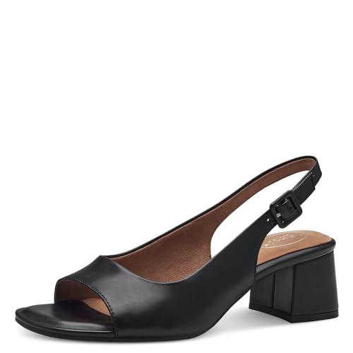 Tamaris COMFORT Damen Sandalen mit Absatz aus Leder mit verstellbarem Riemen, Schwarz (Black), 37 EU von Tamaris