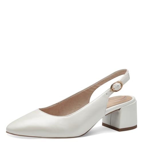 Tamaris COMFORT Damen Slingpumps aus Leder Elegant, Weiß (Pearlized), 40 EU von Tamaris