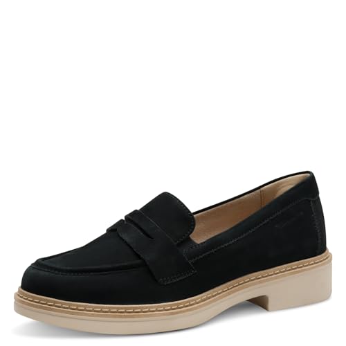 Tamaris Comfort Damen Slipper aus Leder Elegant, Blau (Navy Nubuk), 40 EU von Tamaris