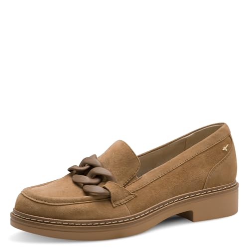 Tamaris Comfort Damen Slipper aus Leder Elegant, Braun (Camel Suede), 42 EU von Tamaris