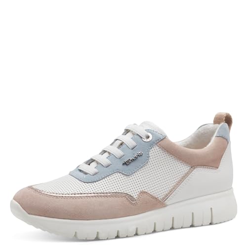 Tamaris COMFORT Damen Sneaker flach aus Leder Bequem, Weiß (White Comb), 36 EU von Tamaris