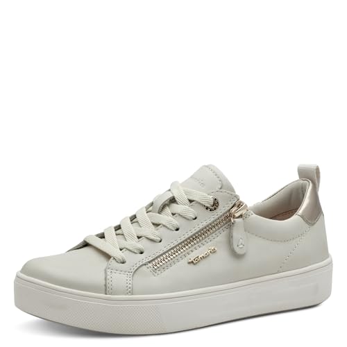Tamaris COMFORT Damen Sneaker flach mit Reißverschluss Freizeit, Cremefarben (Offwhite Nappa), 41 EU von Tamaris