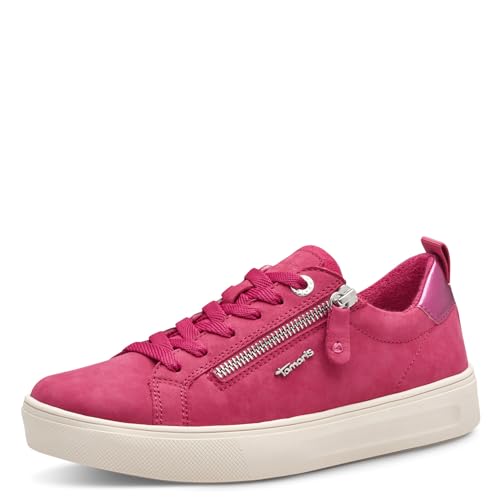 Tamaris COMFORT Damen Sneaker flach mit Reißverschluss Freizeit, Rosa (Fuxia Nubuc), 42 EU von Tamaris
