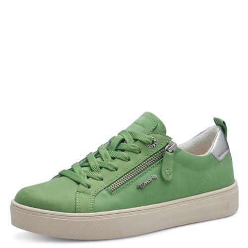 Tamaris COMFORT Damen Sneaker flach mit Reißverschluss Freizeit, Grün (Lt Green Nubuc), 37 EU von Tamaris