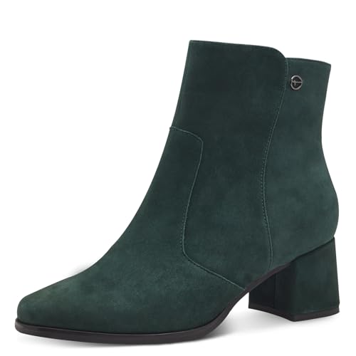 Tamaris COMFORT Damen Stiefeletten mit Absatz aus Leder Blockabsatz, Grün (Grün Wildleder), 42 EU von Tamaris