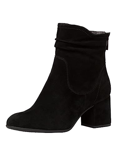 Tamaris COMFORT Damen Stiefeletten mit Absatz aus Wildleder Blockabsatz Comfort Fit, Schwarz (Black), 37 EU von Tamaris