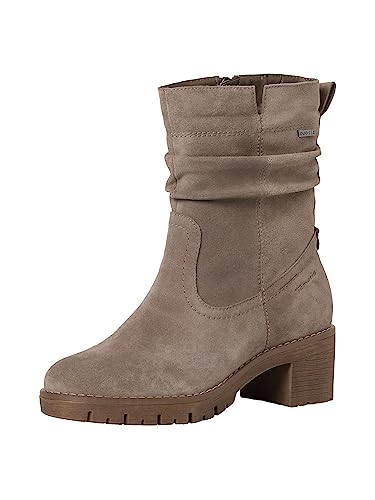 Tamaris COMFORT Damen Stiefeletten mit Absatz aus Leder Warm Gefüttert mit Reißverschluss Comfort Fit, Braun (Taupe), 37 EU von Tamaris