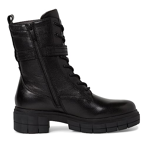 Tamaris COMFORT Damen Stiefeletten mit Absatz aus Leder mit Schnalle Comfort Fit, Schwarz (Black Nappa), 37 EU von Tamaris