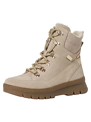 Tamaris COMFORT Damen Stiefeletten zum Schnüren Warm Gefüttert Plateau Comfort Fit, Beige (Beige), 41 EU von Tamaris