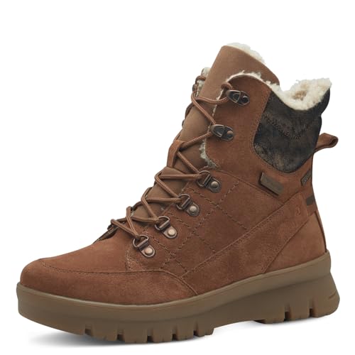 Tamaris COMFORT Damen Winterstiefeletten zum Schnüren mit Reißverschluss Gefüttert, Braun (Cognac Wildleder), 42 EU von Tamaris