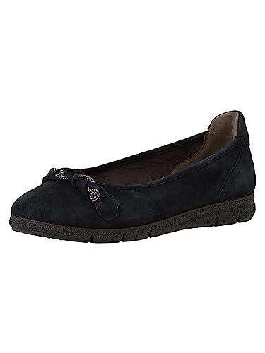 Tamaris Comfort Damen Ballerinas aus Leder Klassisch Comfort Fit, Blau (Navy), 40 EU von Tamaris