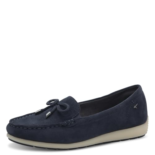 Tamaris Comfort Damen Mokassins aus Leder mit Schleife, Blau (Navy Suede), 41 EU von Tamaris