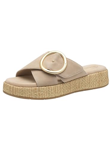 Tamaris Comfort Damen Pantoletten aus Leder mit Klettverschluss, Beige (Beige), 39 EU von Tamaris