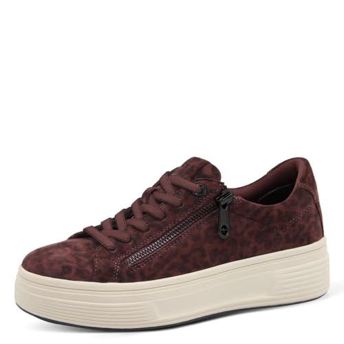 Tamaris Comfort Damen Plateau Reißverschluss Low Top Sneaker, DK RED Leopard, 40 EU Tamaris Comfort Damen Plateau Reißverschluss Low Top Sneaker, DK RED Leopard, 40 EU von Tamaris