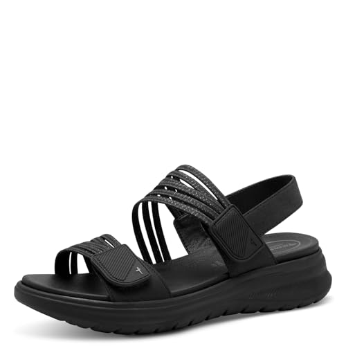 Tamaris Comfort Damen Sandalen flach Sportlich Vegan, Schwarz (Black Uni), 38 EU von Tamaris