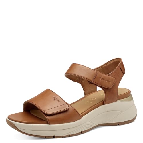 Tamaris Comfort Damen Sandalen flach aus Leder mit Klettverschluss, Braun (Nut), 40 EU von Tamaris