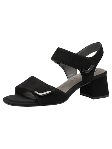 Tamaris Comfort Damen Sandalen mit Absatz aus Leder mit Blockabsatz, Schwarz (Black Suede), 41 EU von Tamaris