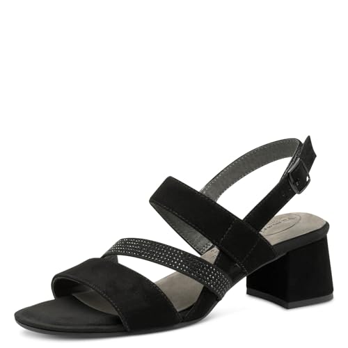 Tamaris Comfort Damen Sandalen mit Absatz mit Glitzerdetails Elegant, Schwarz (Black), 39 EU von Tamaris