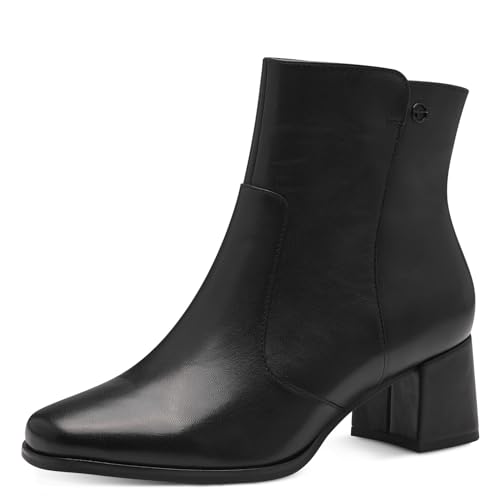 Tamaris COMFORT Damen Stiefeletten mit Absatz aus Leder Blockabsatz, Schwarz (Black Nappa), 38 EU von Tamaris