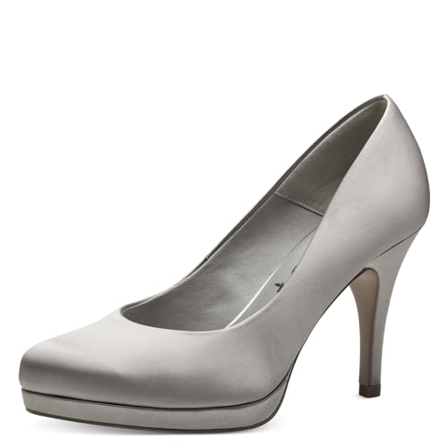 Tamaris Damen Pumps Textil Vegan Trichterabsatz; LIGHT GREY/grau; 37 EU von Tamaris