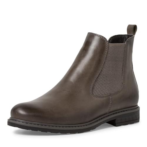 Tamaris Damen Chelsea Boots Leder Blockabsatz; GREY LEATHER/grau; 35 EU von Tamaris