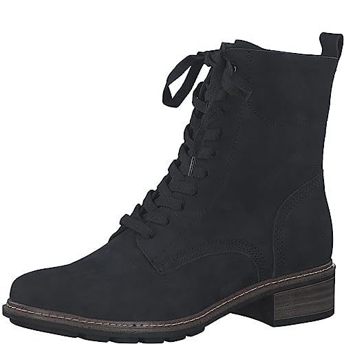 Tamaris Damen Schnürstiefel Leder Blockabsatz; NAVY/blau; 38 EU von Tamaris