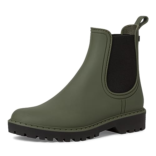 Tamaris Damen Rubberboots Vegan Blockabsatz; OLIVE/grün; 38 EU von Tamaris