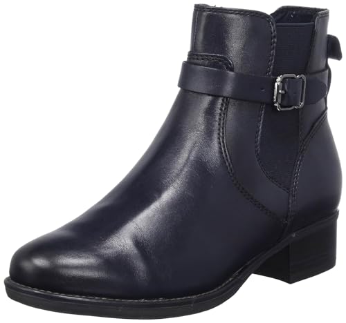 Tamaris Damen Chelsea Boots Leder Blockabsatz; NAVY/blau; 38 EU von Tamaris