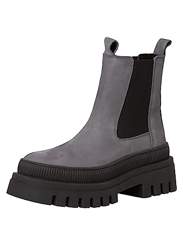 Tamaris Damen Chelsea Boots Leder Blockabsatz; GREY/grau; 37 EU von Tamaris